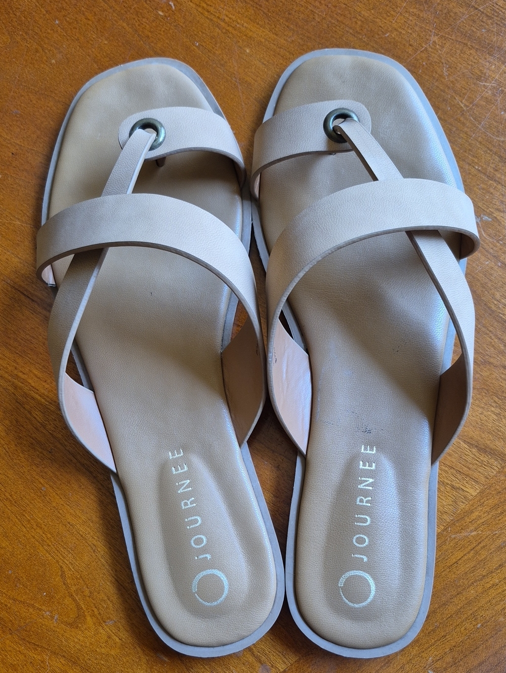 Journee Collection Prizzie Taupe Crisscross Slide Sandals